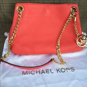 Michael Kors Salmon Pink Gold Chain Handbag